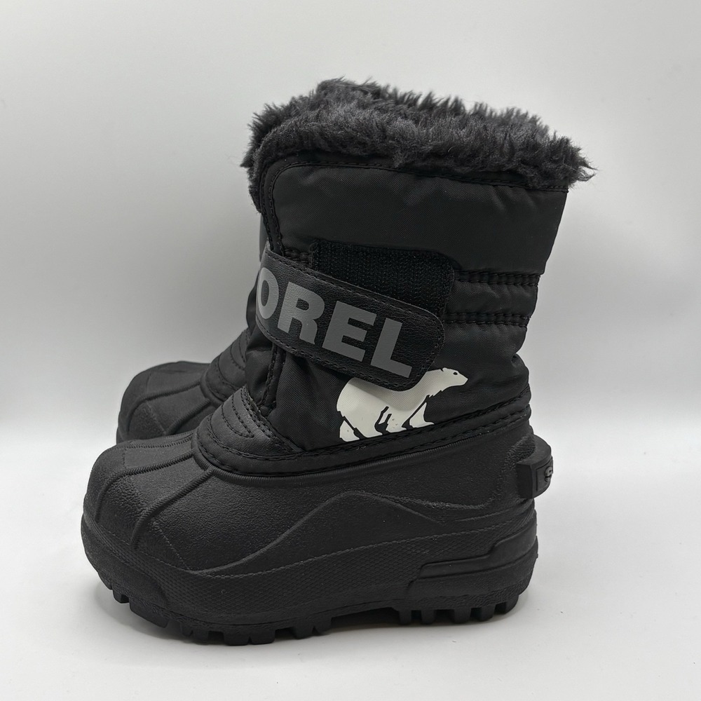 Sorel Snow Commander Boots Toddler Size 7 Black Insulated Winter Ski Waterproof